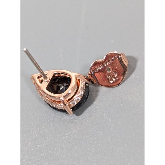 Bomb Party Earrings Black CZ Teardrop Stud Pierced - Picture 4 of 7